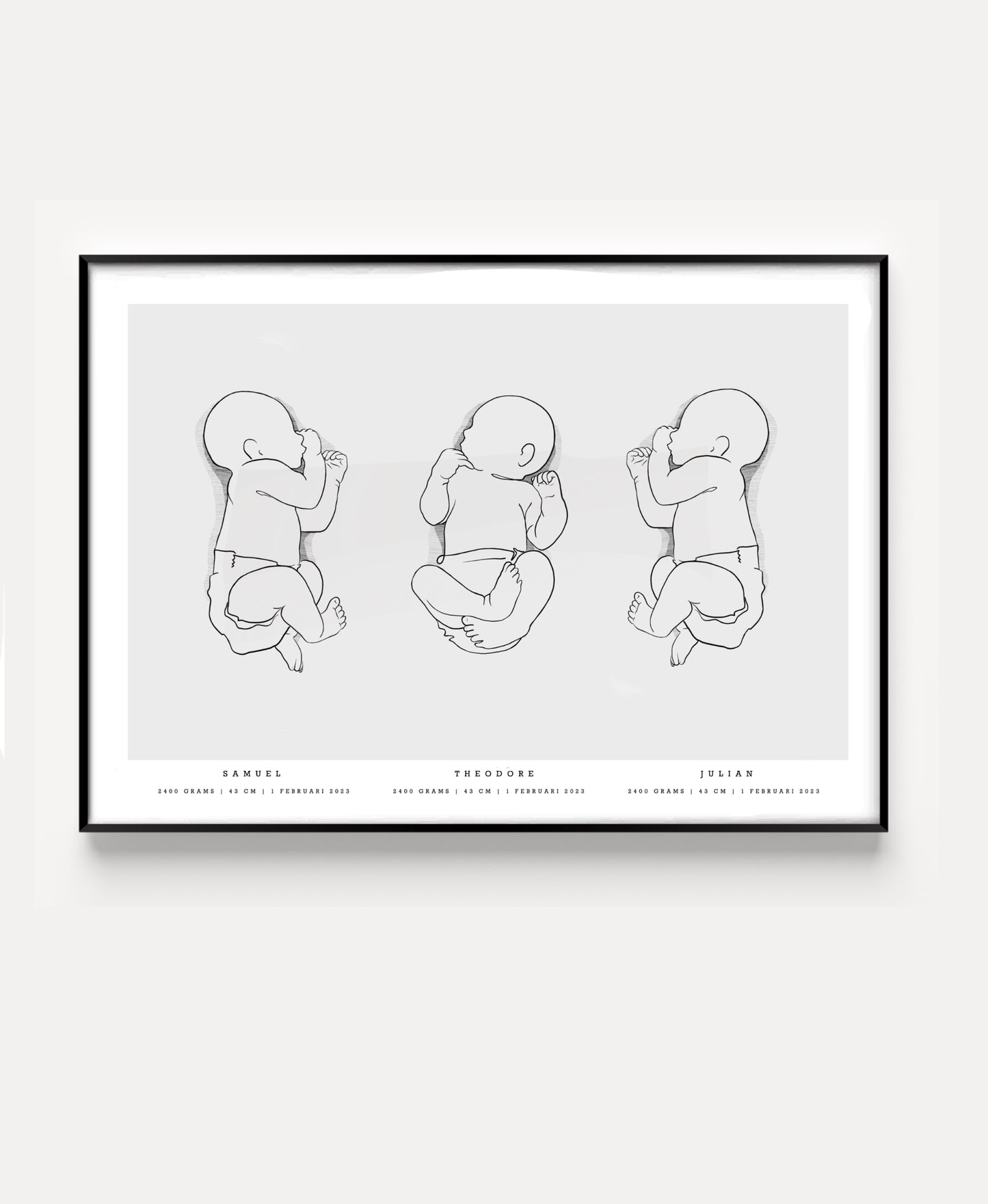 Geburtsposter-Trio im Maßstab 1:1