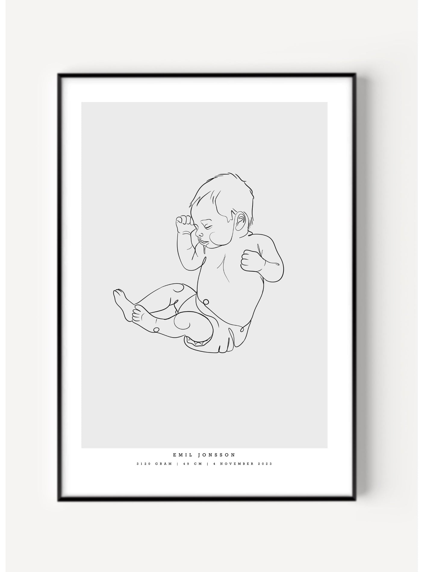 Line Art Geburtsposter Maßstab 1:1