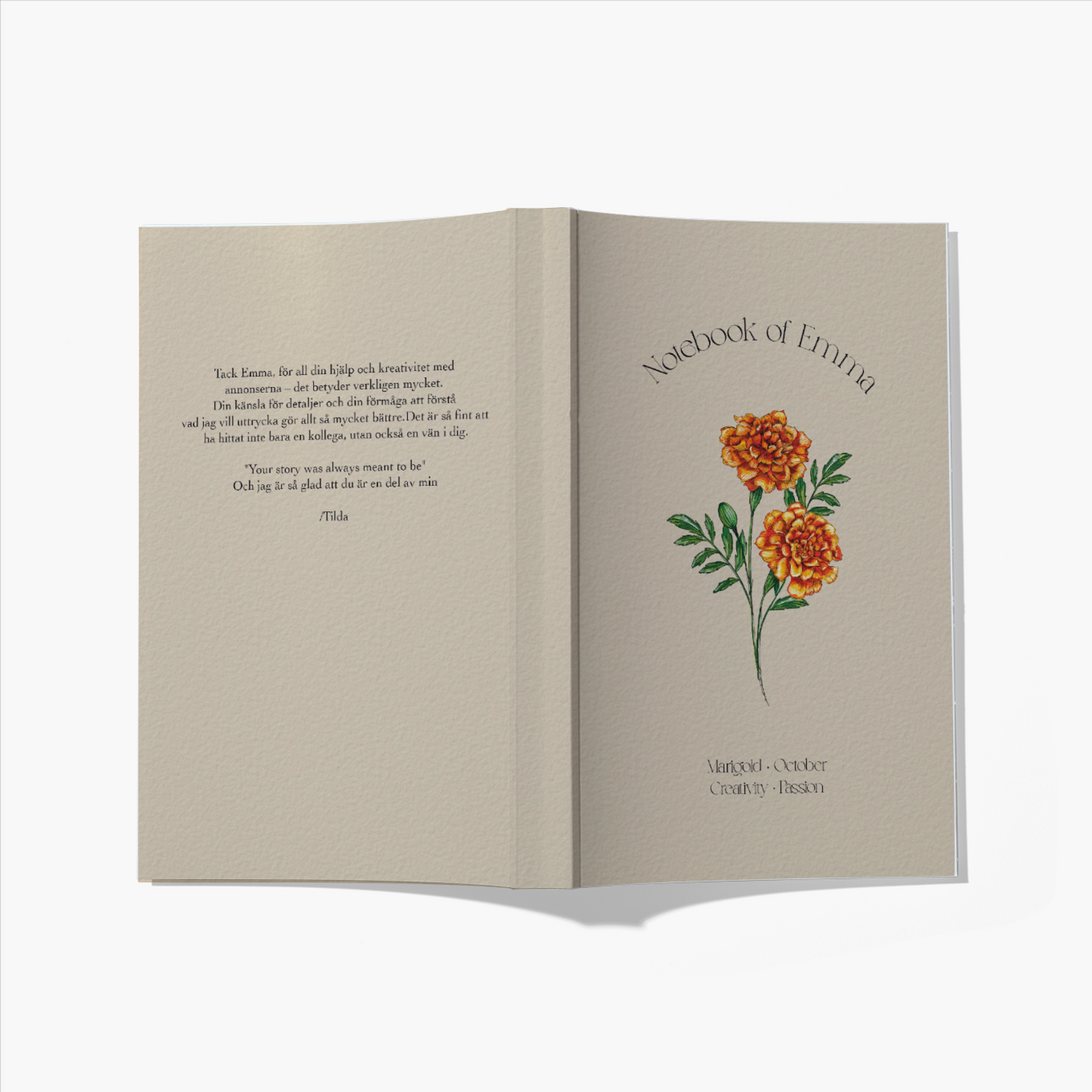 Personalisiertes Notizbuch mit Geburtsblume