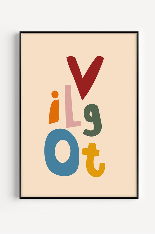 Custom name poster for kids room in bold colorful design, personalized with the name Alice, perfect for nursery or playroom wall decor