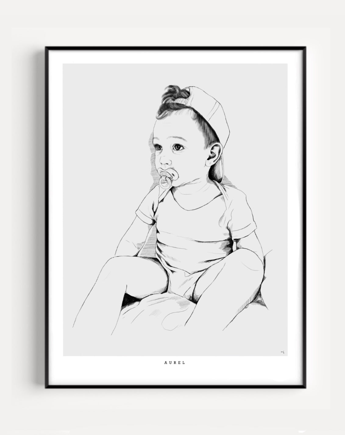 Handgezeichnetes Porträt – Familie & Kinder