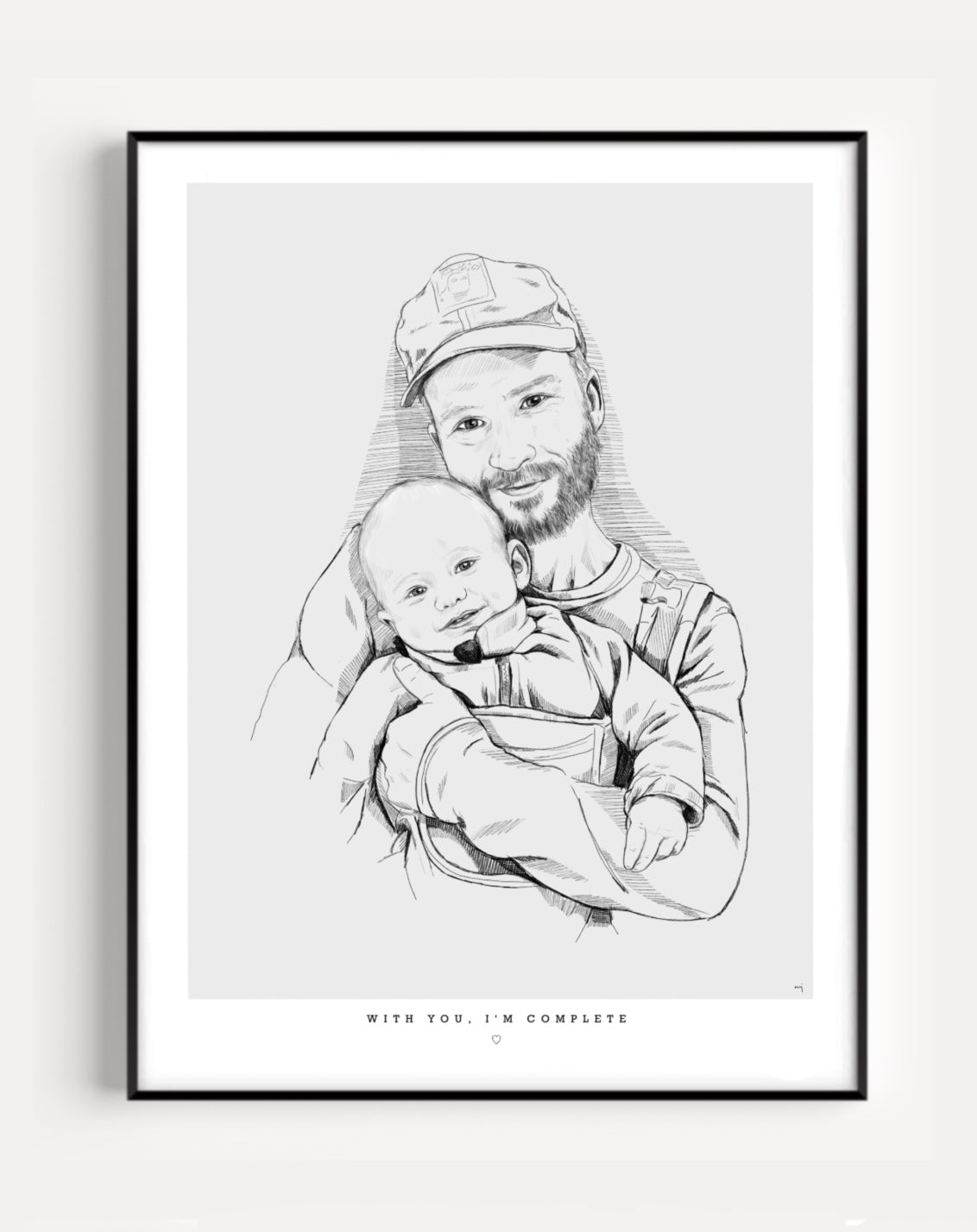 Handgezeichnetes Porträt – Familie & Kinder