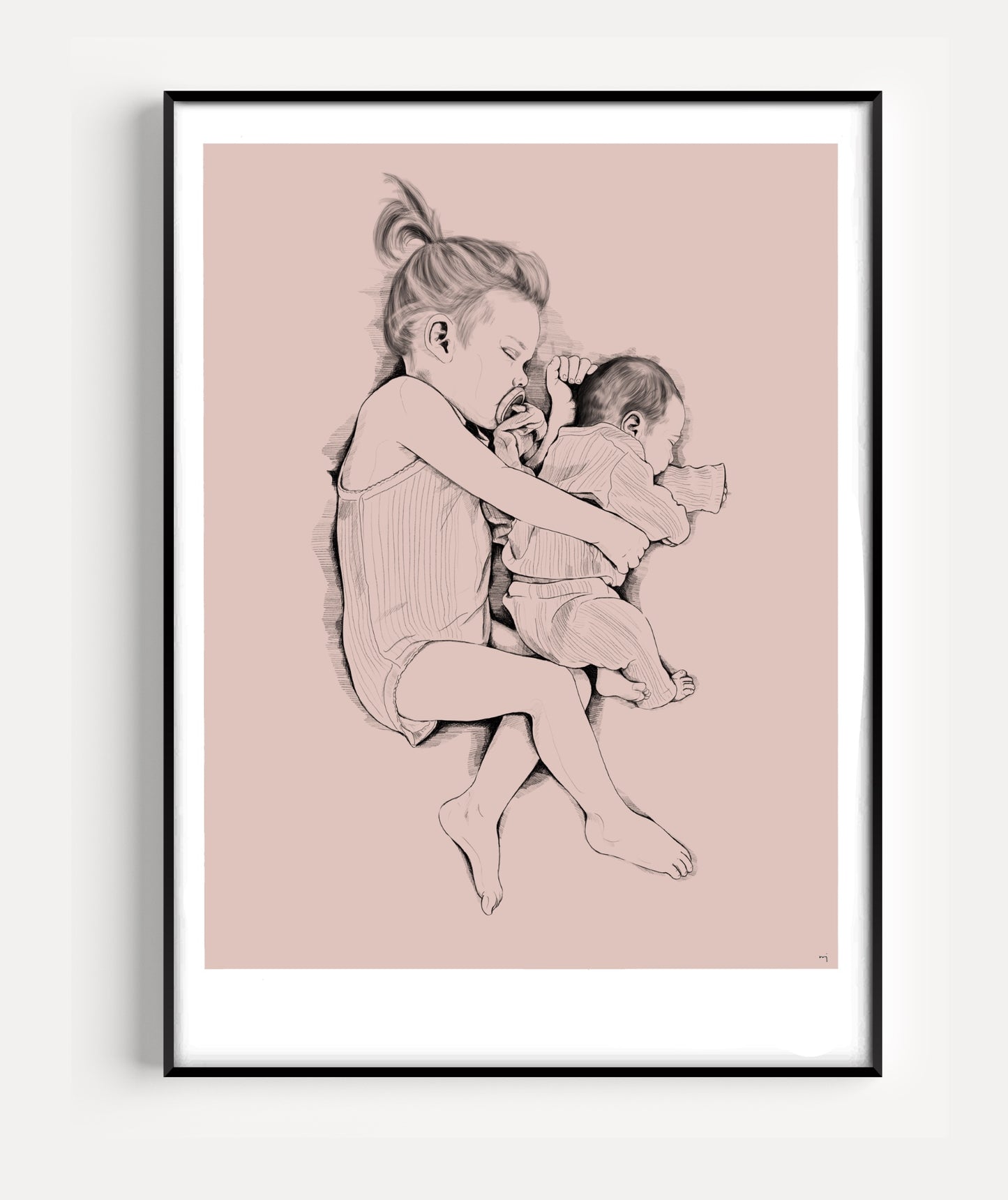 Handgezeichnetes Porträt – Familie & Kinder