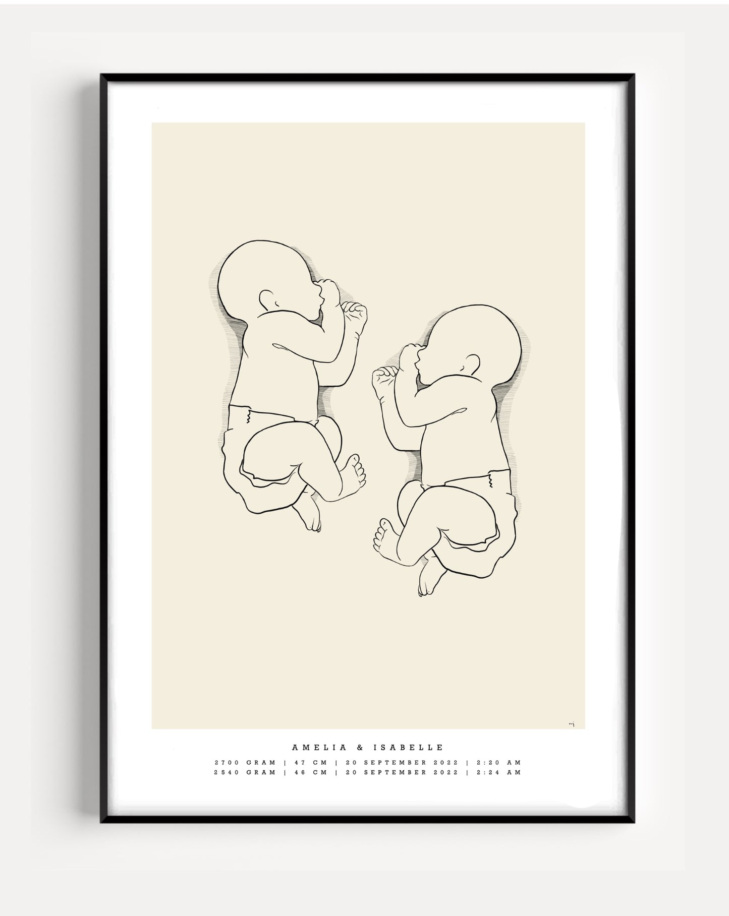 Generisches Geburtsposter Duo Maßstab 1:1