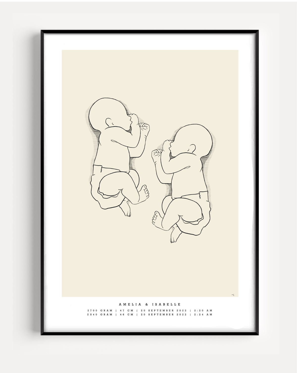 Generisches Geburtsposter Duo Maßstab 1:1