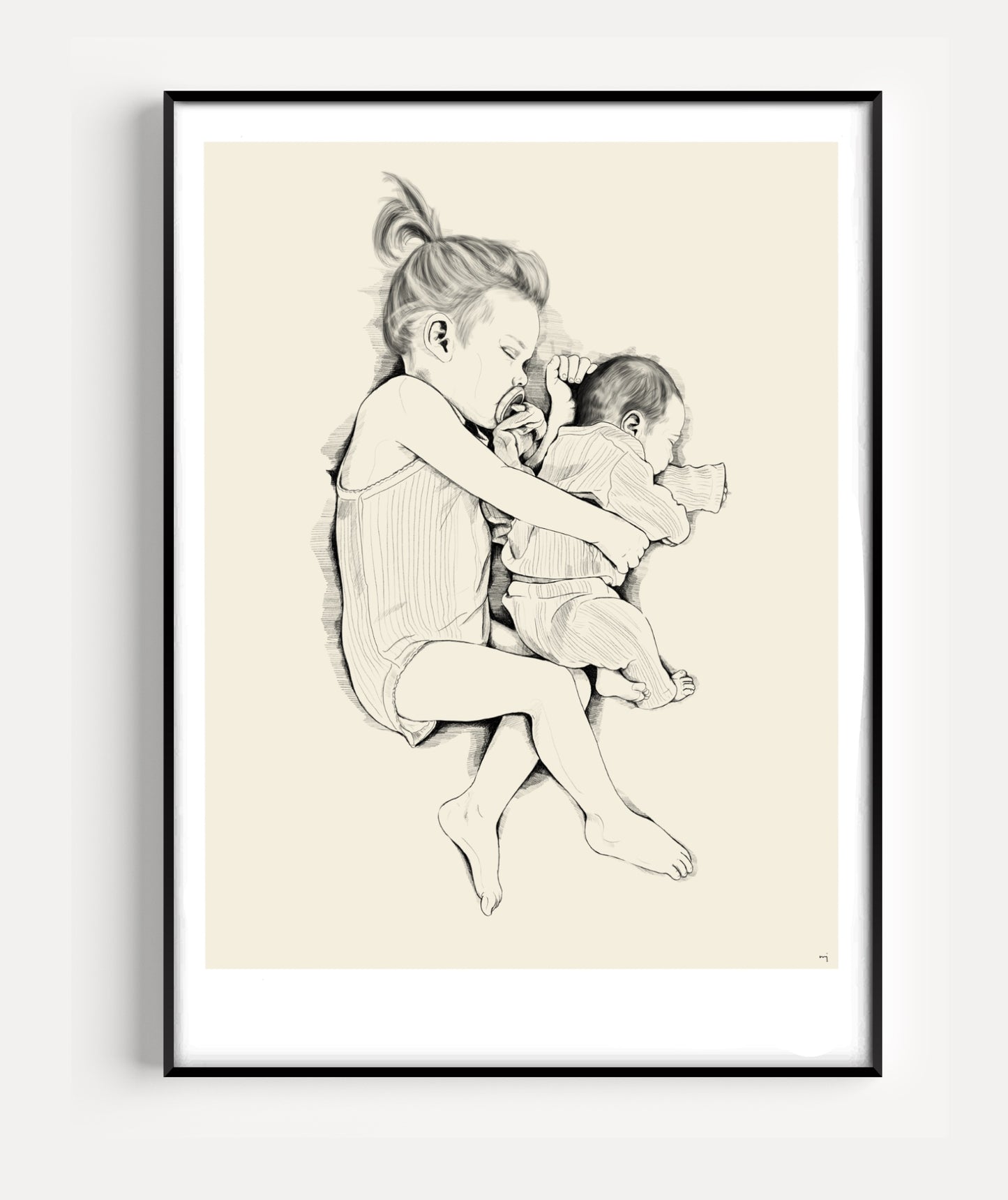 Handgezeichnetes Porträt – Familie & Kinder