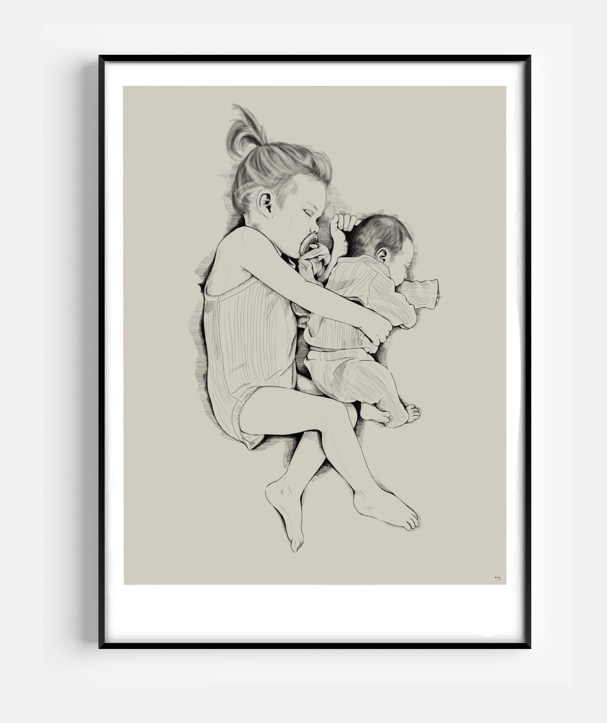 Handgezeichnetes Porträt – Familie & Kinder