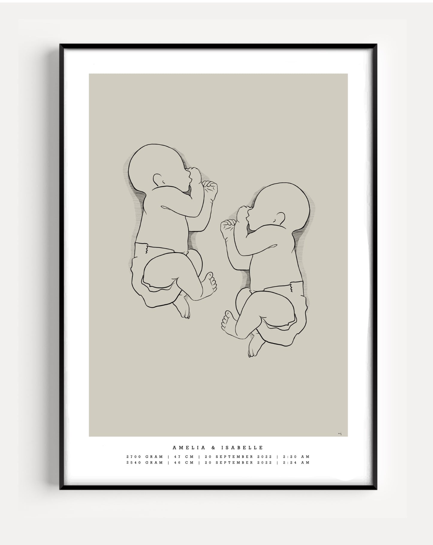 Generisches Geburtsposter Duo Maßstab 1:1