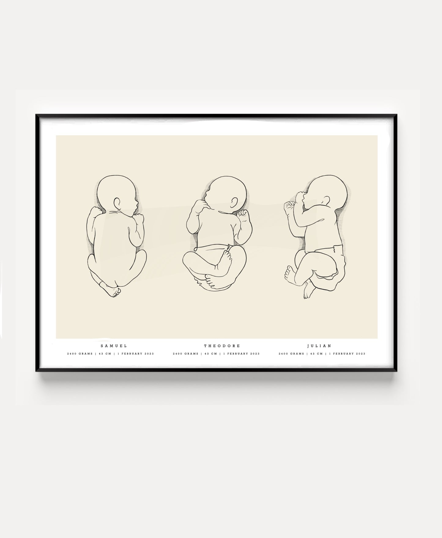 Geburtsposter-Trio im Maßstab 1:1