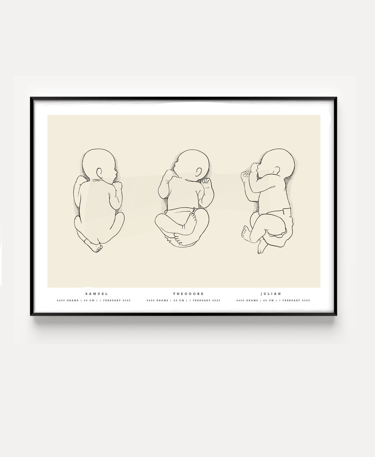 Geburtsposter-Trio im Maßstab 1:1