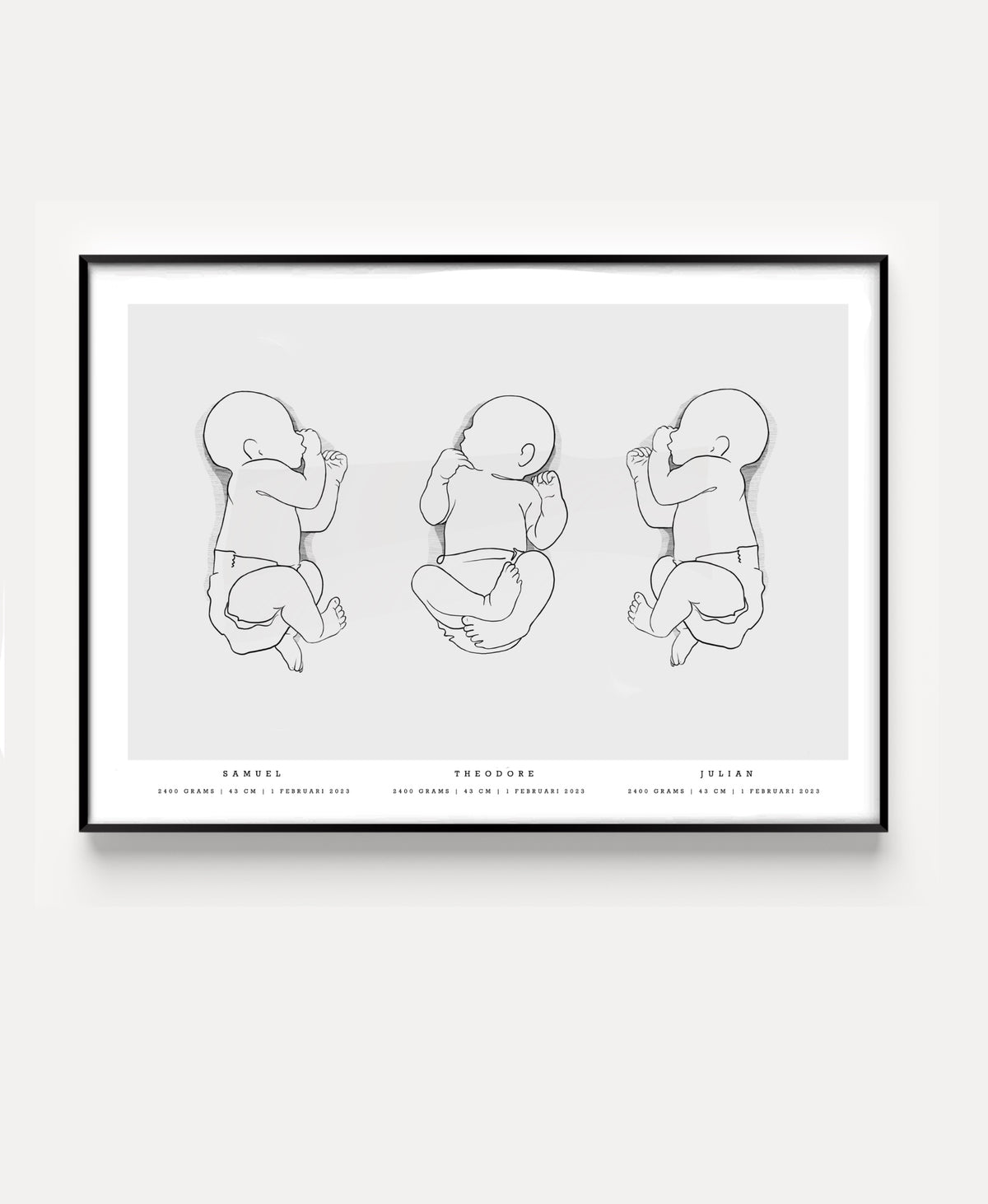 Geburtsposter-Trio im Maßstab 1:1