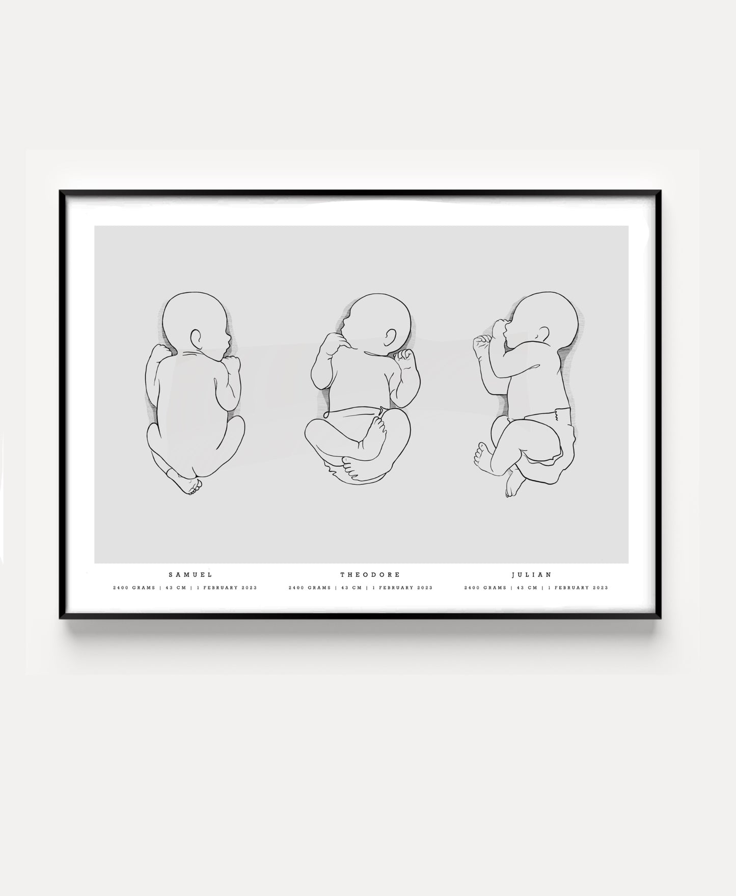 Geburtsposter-Trio im Maßstab 1:1