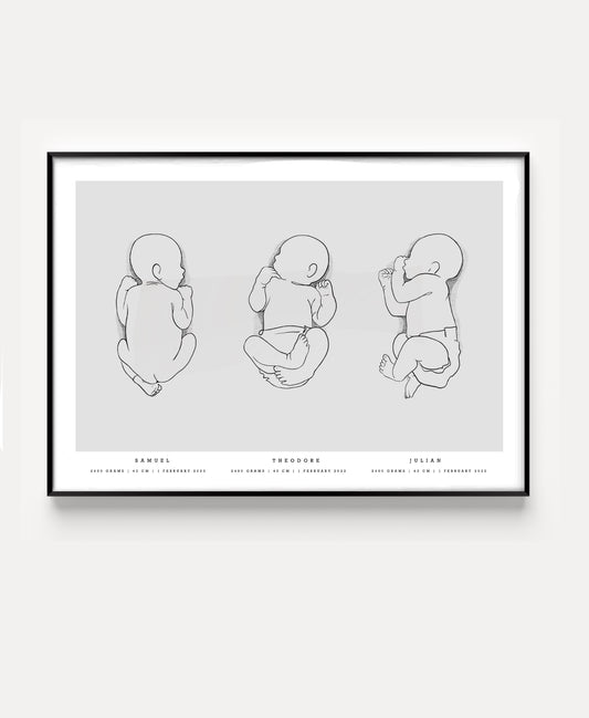 Geburtsposter-Trio im Maßstab 1:1