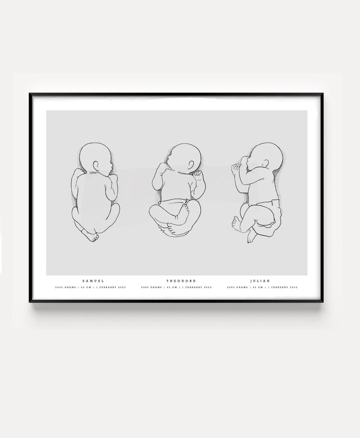 Geburtsposter-Trio im Maßstab 1:1
