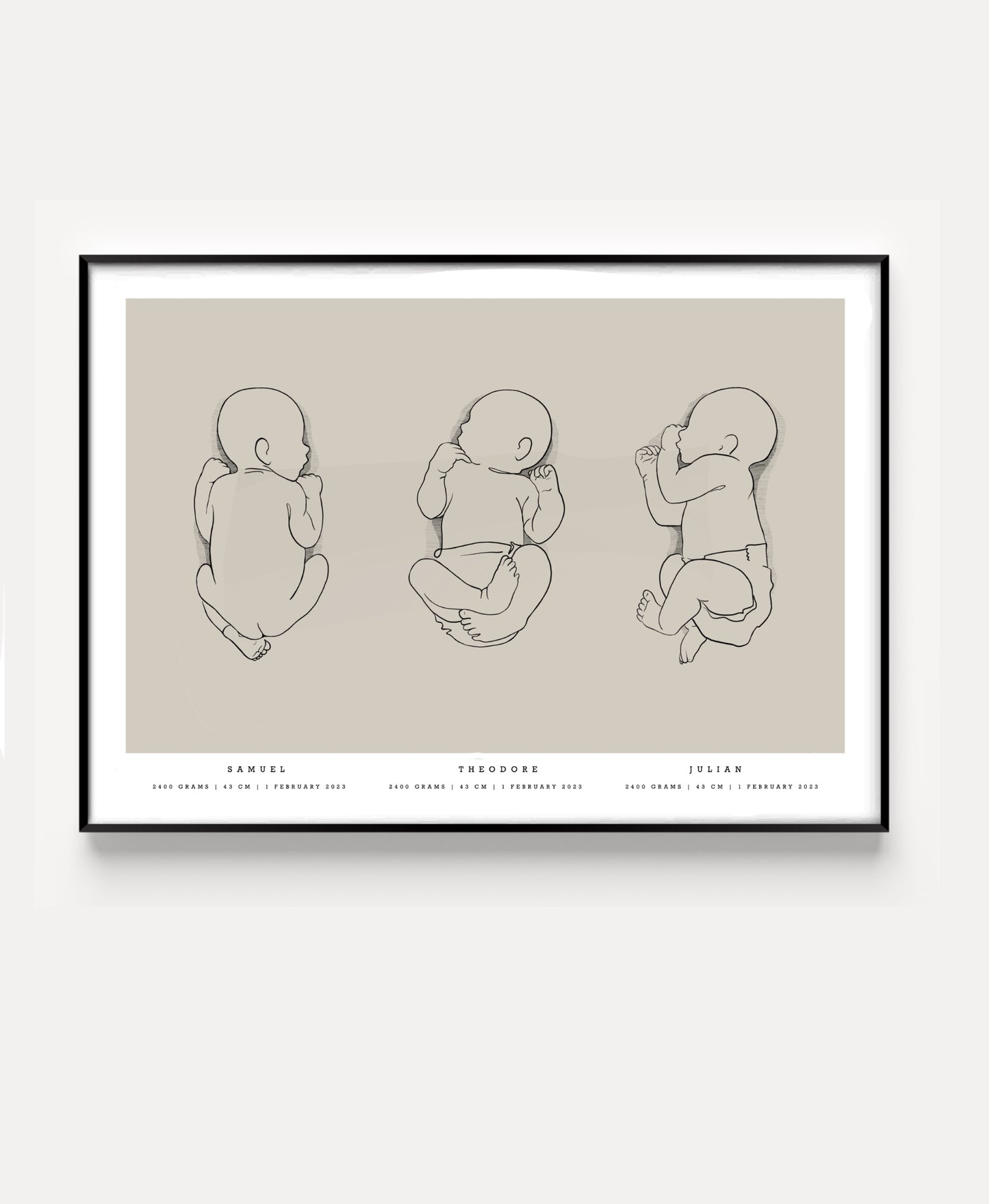 Geburtsposter-Trio im Maßstab 1:1