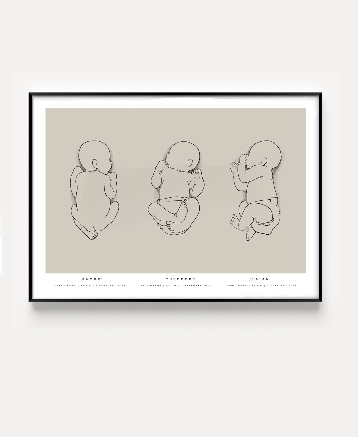 Geburtsposter-Trio im Maßstab 1:1