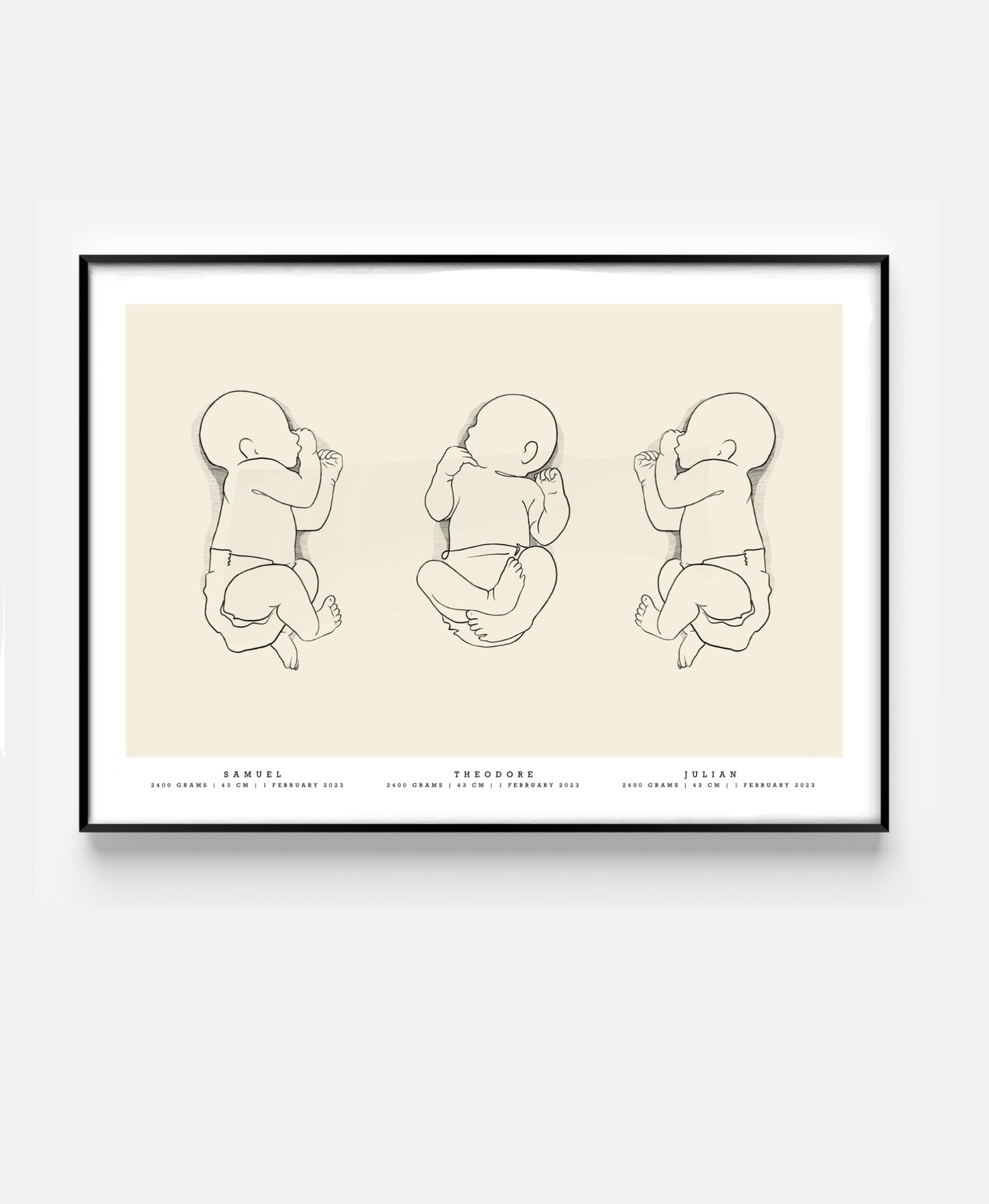 Geburtsposter-Trio im Maßstab 1:1